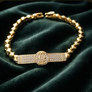 Gold Crystal Link Bracelet – Women's Elegant Jewelry